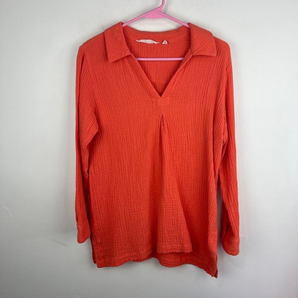 Soft Surroundings tunic top blouse gauzy top popover womens PM
